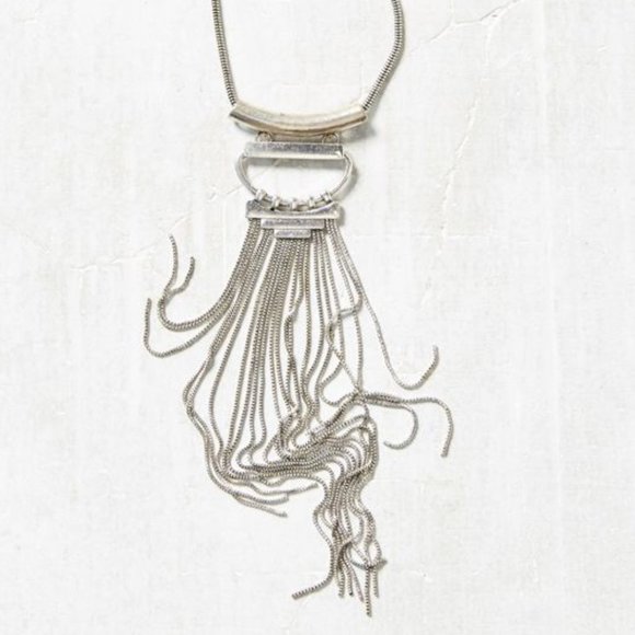 Free People Tassel Statement Necklace Silver - Picture 6 of 8